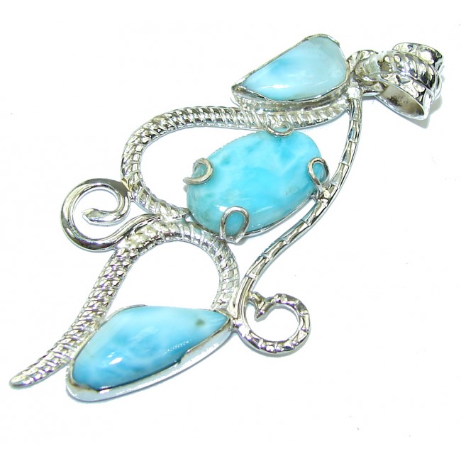 Natural Beauty! AAA Blue Larimar Sterling Silver Pendant