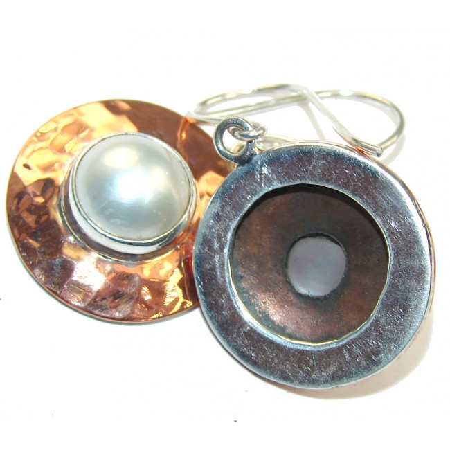 Amazing Fresh Water Pearl & Copper Sterling Silver earrings