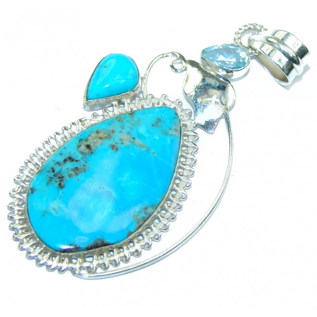 Sleeping Beauty Blue Turquoise Sterling Silver Pendant