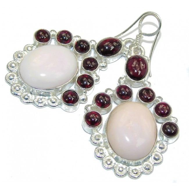 Perfect One of the Kind Pink Opal Sterling Silver earrings