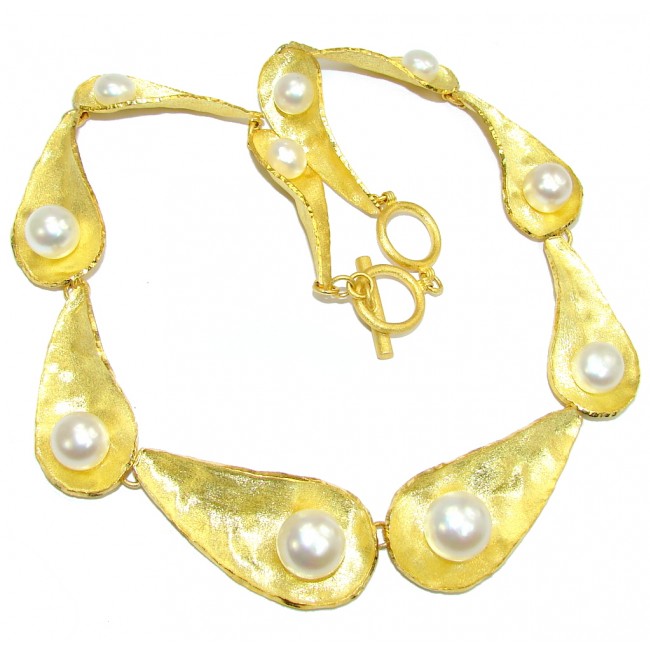 Luxury Design Fresh Water Pearl Gold Plated Sterling Silver necklace