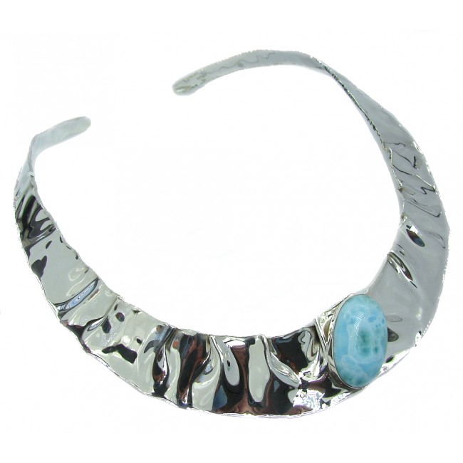 Love Attraction! AAA Blue Larimar Sterling Silver necklace / Cuff