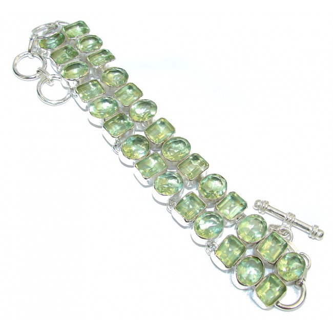 Queen Of Nature Created Green Peridot Sterling Silver Bracelet
