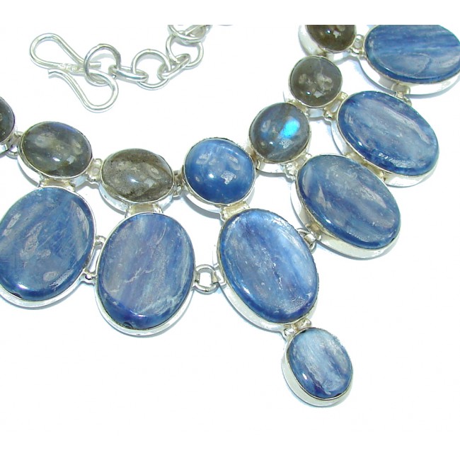 Big! Be Spectacular AAA African Kyanite & Labradorite Sterling Silver necklace
