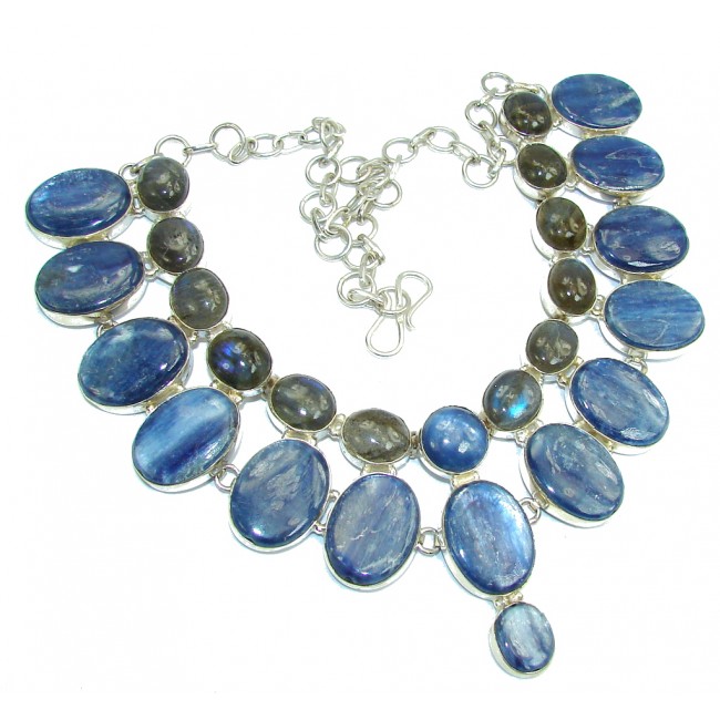 Big! Be Spectacular AAA African Kyanite & Labradorite Sterling Silver necklace
