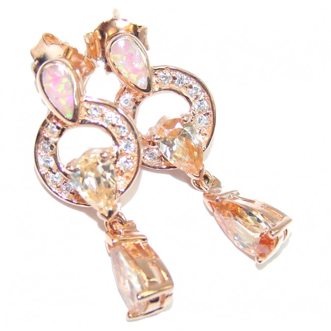 Exclusive created Morganite Rose Gold Plated Sterling Silver earrings
