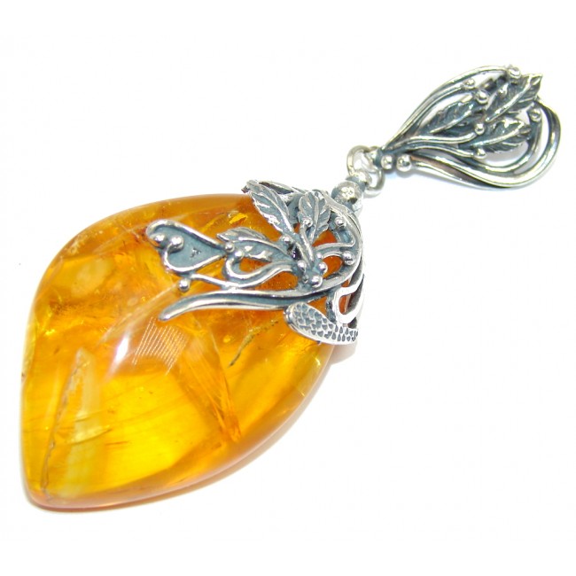 Big! Gorgeous AAA Baltic Polish Amber Sterling Silver Pendant