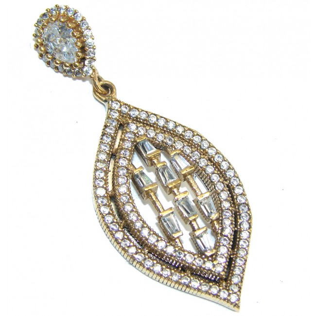 Victorian Style White Topaz Sterling Silver Pendant
