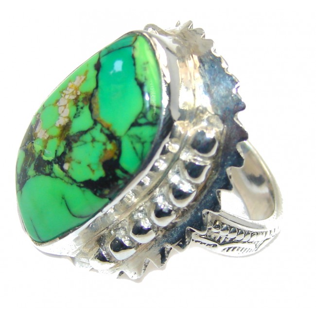 Excellent Green Turquoise Sterling Silver Ring s. 7