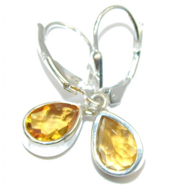 Petite AAA Yellow Citrine Sterling Silver Earrings