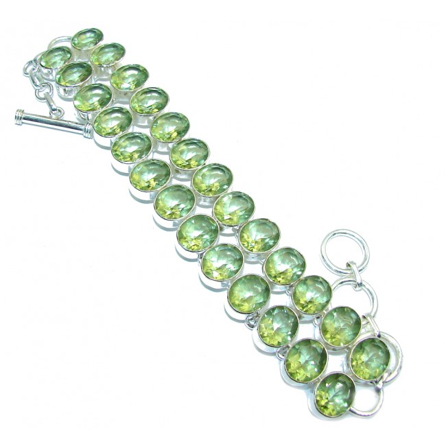 Beautiful Created Green Peridot Sterling Silver Bracelet
