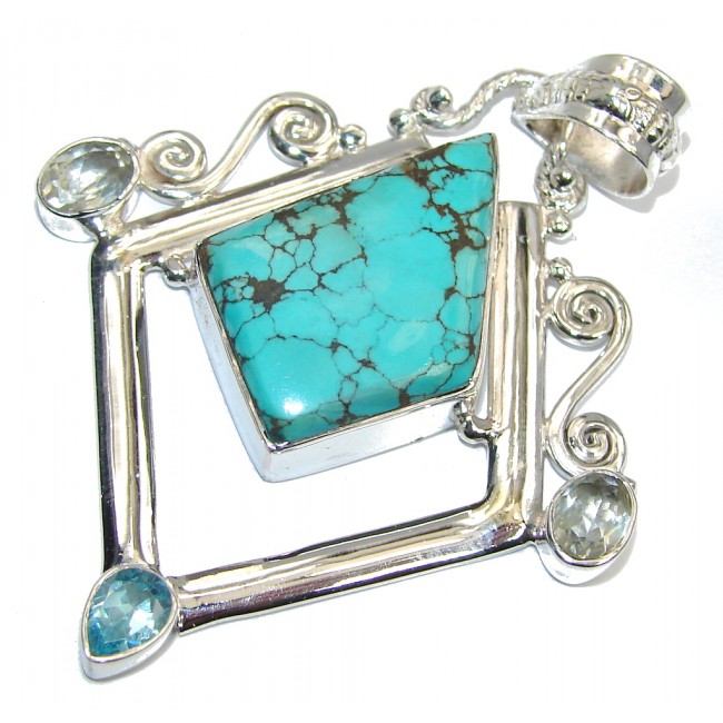 Secret Beauty Blue Turquoise Sterling Silver Pendant