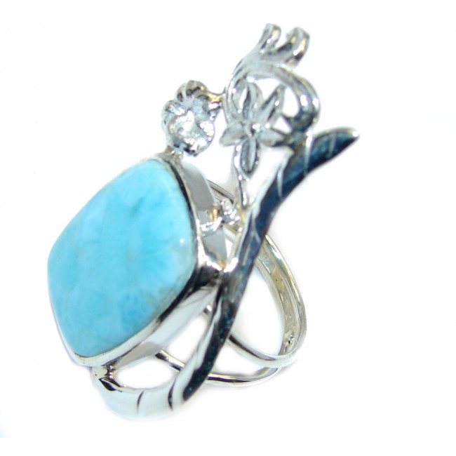 Genuine AAA Blue Larimar Sterling Silver Ring s. 7 1/4
