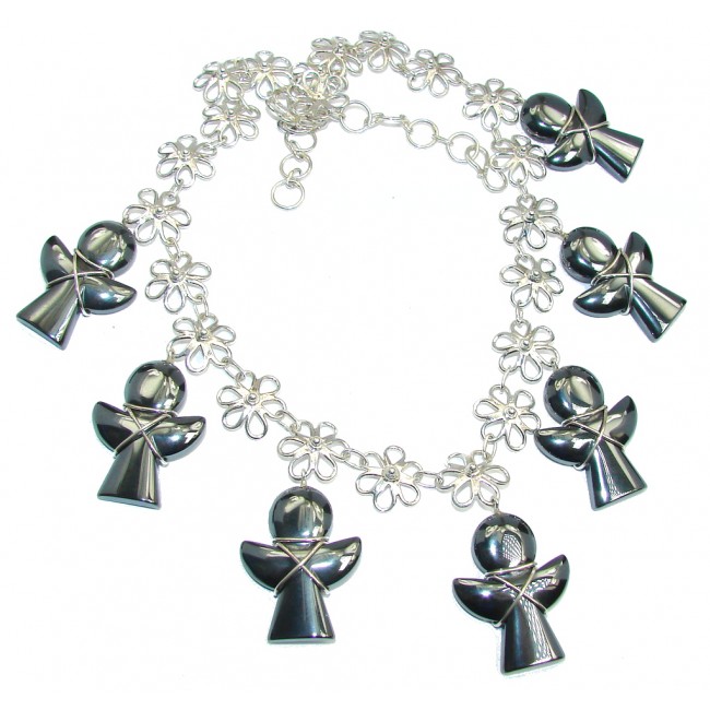 One of the kind Beautiful Angels Hematite Sterling Silver Necklace