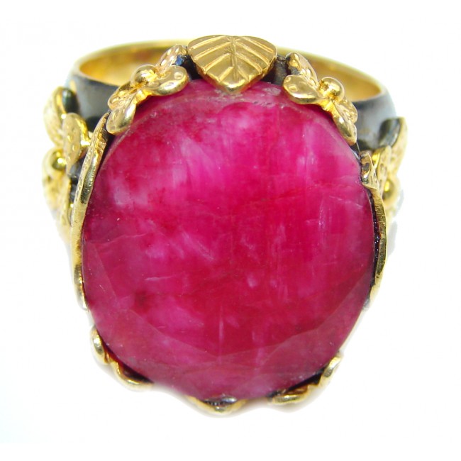 Simple Pink Ruby Gold Rhodium over Sterling Silver Ring s. 8 1/4