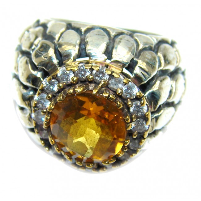 Amazing Genuine Citrine Oxidized Sterling Silver ring s. 7 1/4