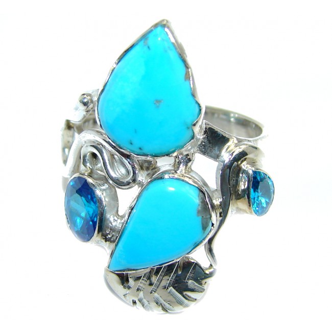 Going West Sleeping Beauty Turquoise Sterling Silver Ring s. 8