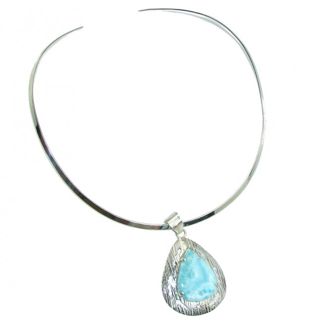 Delightful Ocean Dominican Republic Blue Larimar Sterling Silver necklace