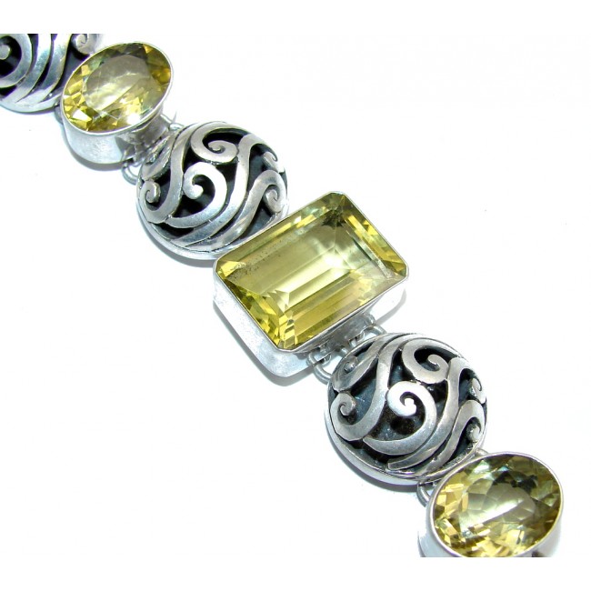 Beautiful faceted Citrine Fossil Onyx Sterling Silver Bracelet