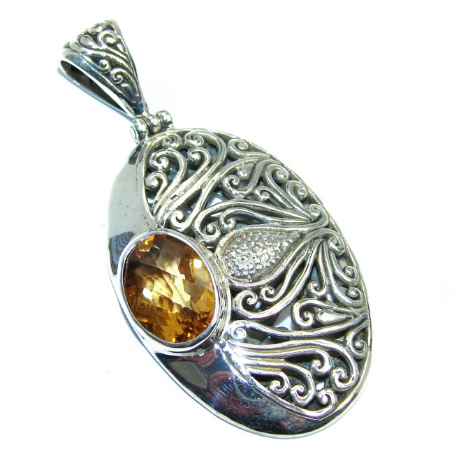 Genuine handcrafted Yellow Citrine Sterling Silver Pendant