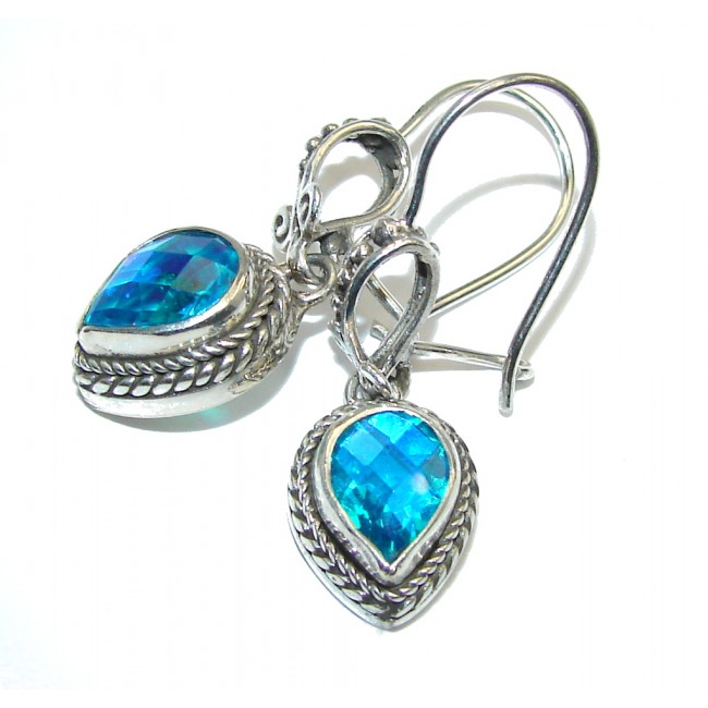 Secret Ocean Blue Aqua Topaz Sterling Silver Earrings