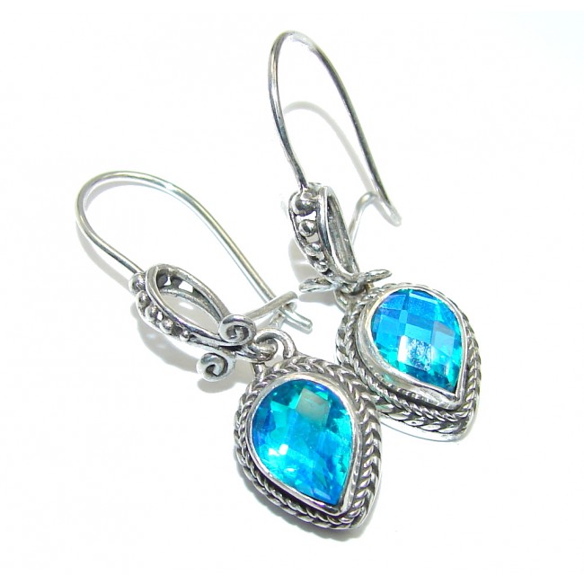 Secret Ocean Blue Aqua Topaz Sterling Silver Earrings