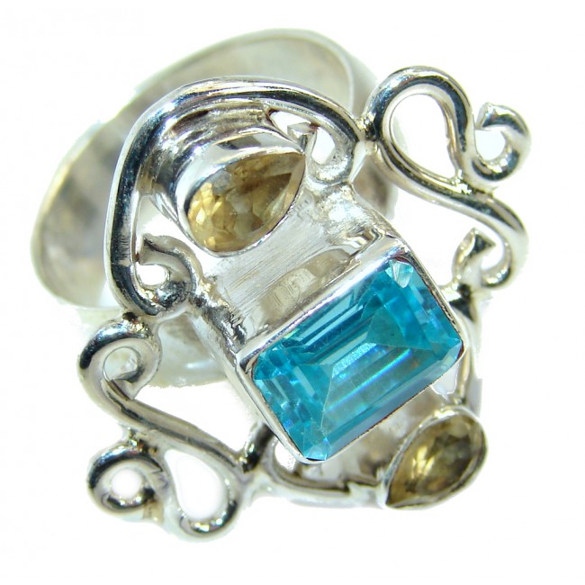 Fabulous Blue Swiss Topaz Sterling Silver ring s. 8