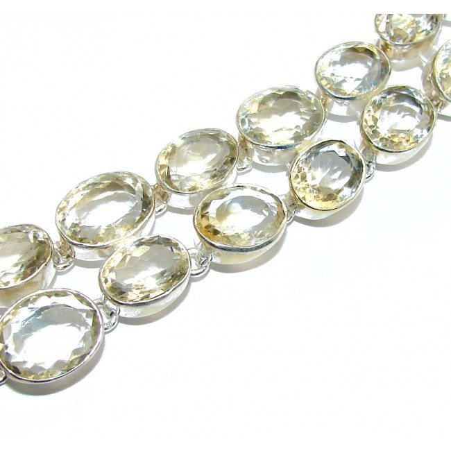 Beautiful Natural Faceted Citrine Fossil Sterling Silver Bracelet