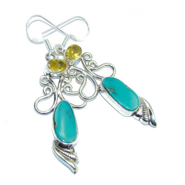 Blue Turquoise Sterling Silver earrings