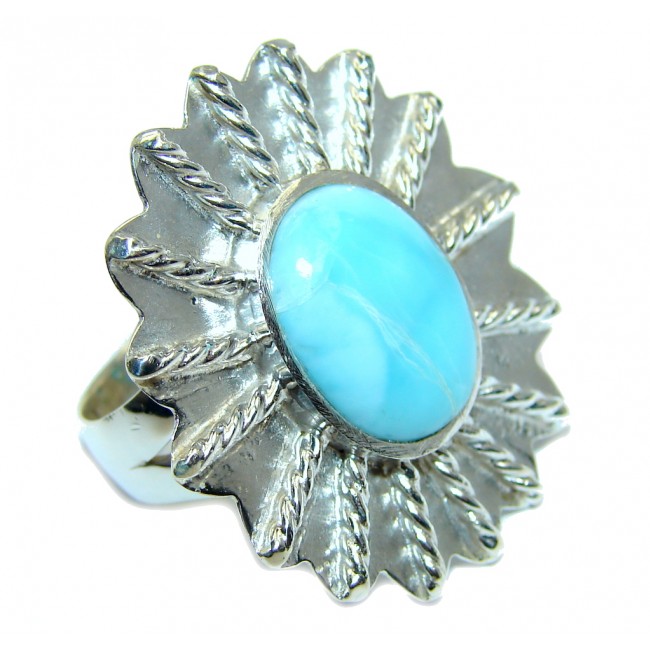 Amazing AAA quality Blue Larimar Sterling Silver Ring size 8