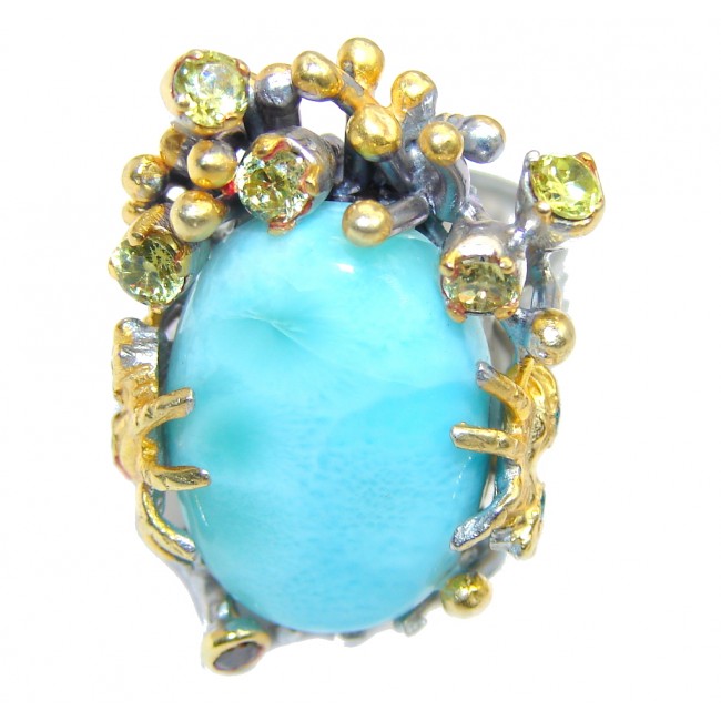 Under the Sea Blue Larimar Gold plated over Sterling Silver Ring size 7