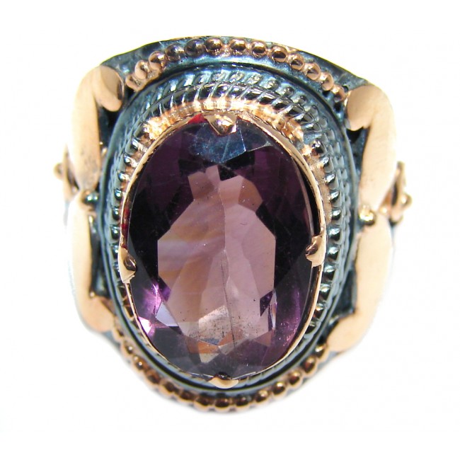 Sublime AAA Amethyst Gold Rhodium plated over Sterling Silver Ring size 7