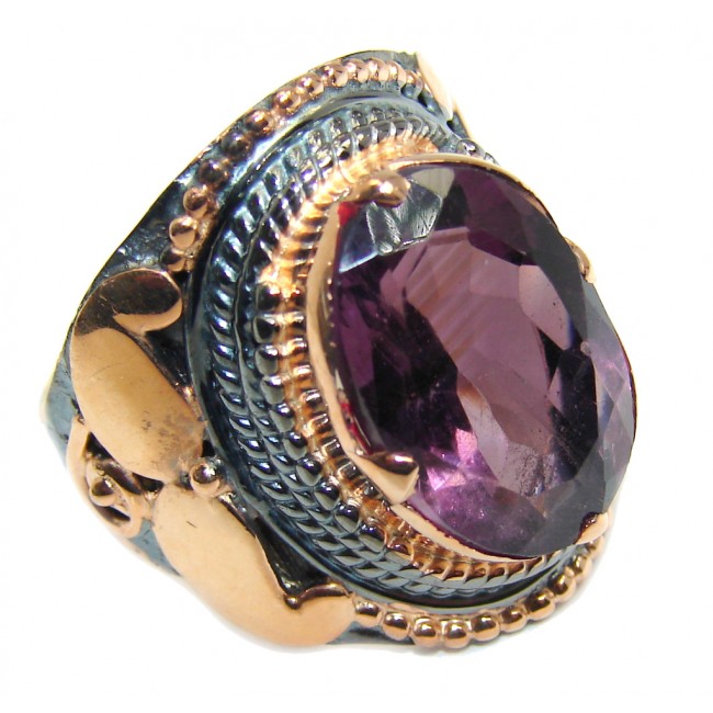 Sublime AAA Amethyst Gold Rhodium plated over Sterling Silver Ring size 7