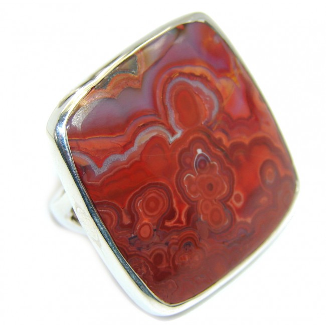 Excellent Crazy Lace Agate Sterling Silver Ring s. 6 1/4