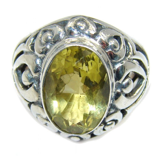 Big Yellow Citrine Bali Made Sterling Silver Ring s. 9