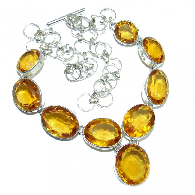 Mexican Summer Created Citrine Sterling Silver Necklace
