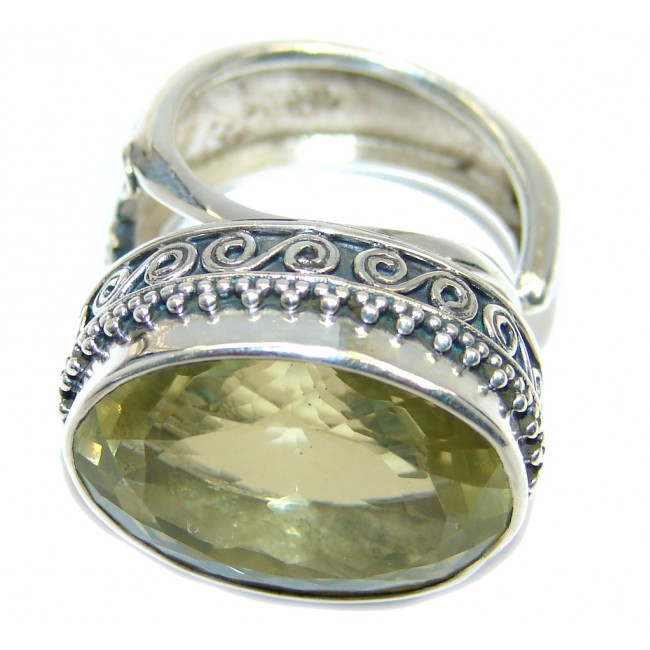 Big Genuine Citrine Made Sterling Silver handcrafted Ring size adjustable