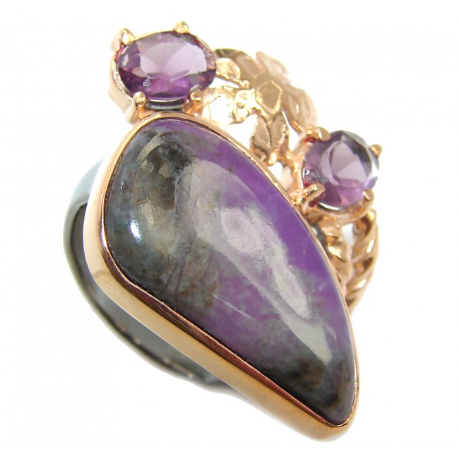 Purple Charoite Gold Rhodium plated over Sterling Silver Ring s. 6 1/4
