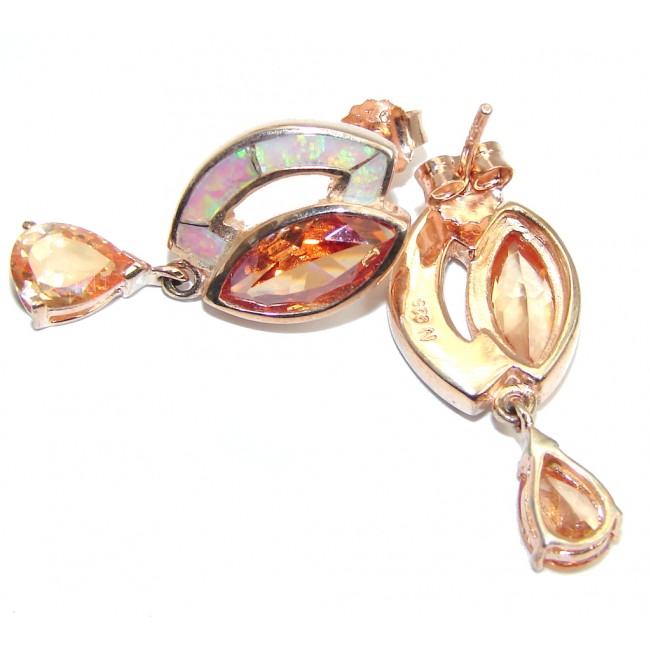 Exclusive created Morganite Gold Plated Sterling Silver earrings
