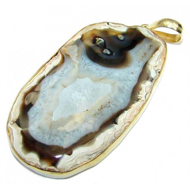 Genuine Purple Agate Gold plated Sterling Silver Pendant