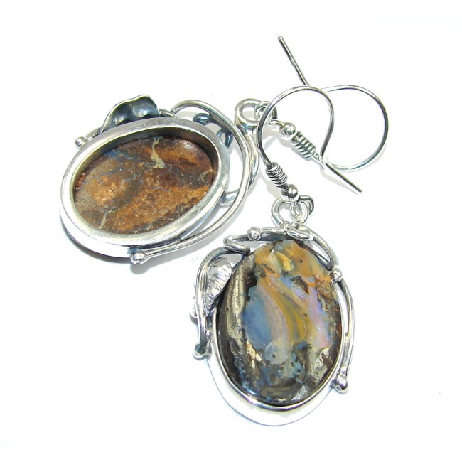 Australian Boulder Opal Sterling Silver hand made earrings