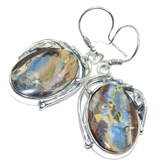 Australian Boulder Opal Sterling Silver hand made earrings