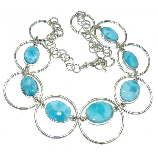 Sublime AAA+ Blue Larimar Sterling Silver handmade necklace