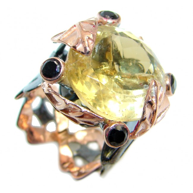 Summer Blast natural Citrine Gold Rhodium plated over Sterling Silver Ring s. 7
