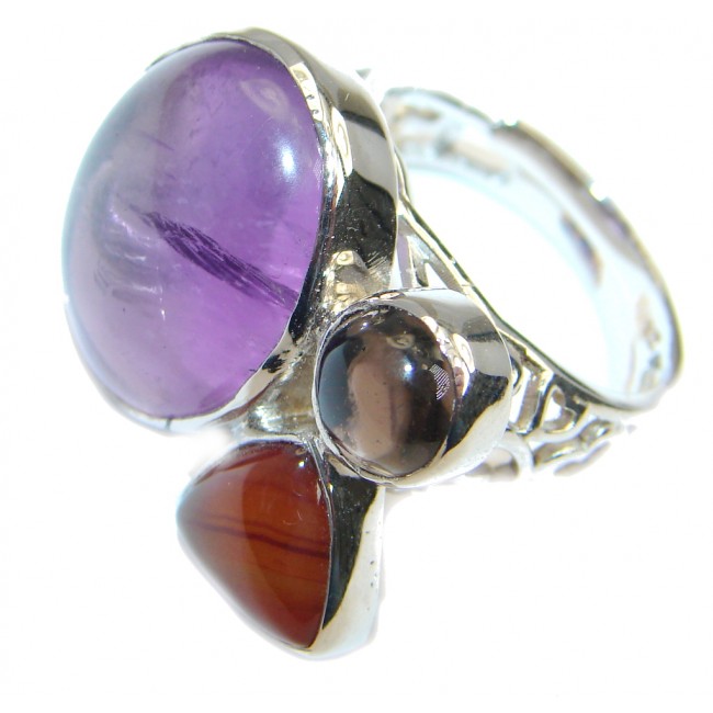 Delicate Purple Amethyst Sterling Silver Ring size adjustable