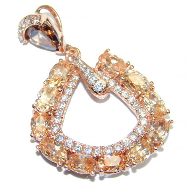 Perfect created Morganite Gold over Sterling Silver Pendant