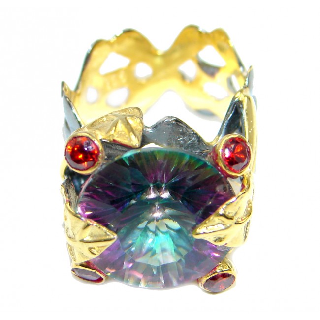 Exotic Rainbow Magic Topaz Rose Gold Rhodium plated Over Sterling Silver Ring s. 7 1/4