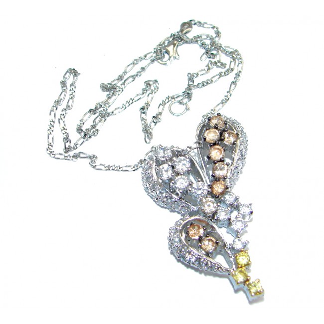 Yellow White Beauty Cubic Zirconia Sterling Silver necklace