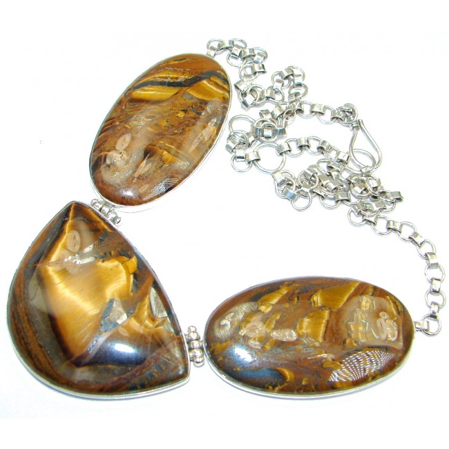 Perfect Gift AAA Golden Tigers Eye Sterling Silver handmade Necklace