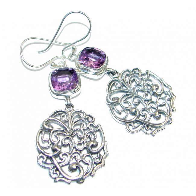 Perfect Purple Amethyst Sterling Silver handmade earrings